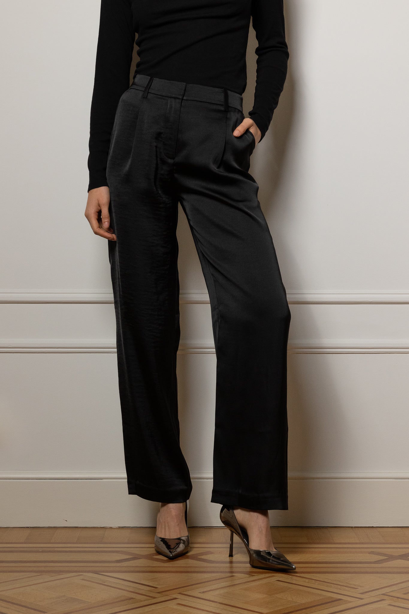 Black Satin Trousers