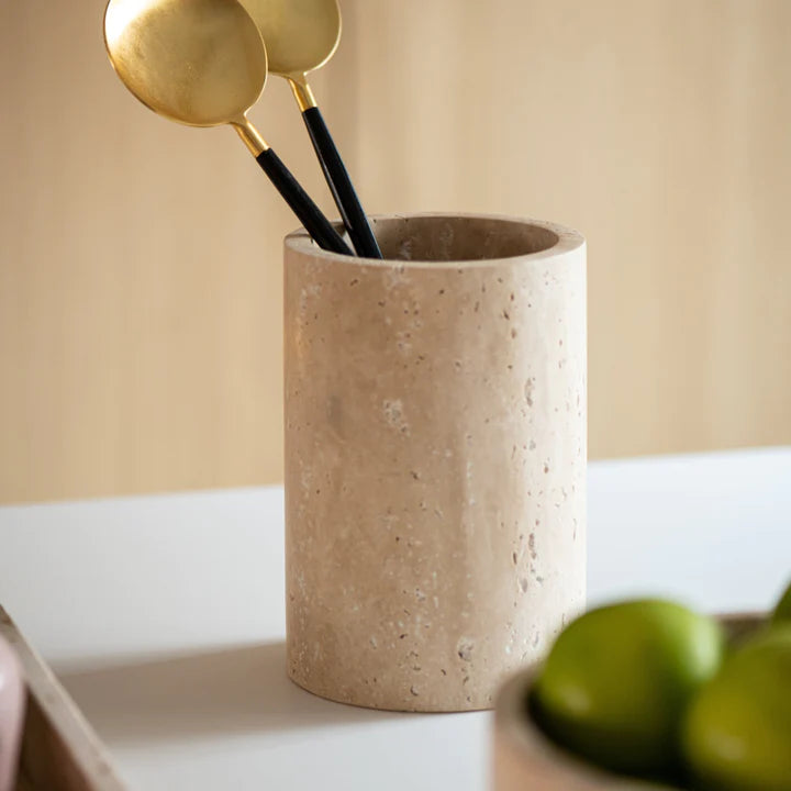 Travertine 'Bottle Cooler/Utensil Pot'