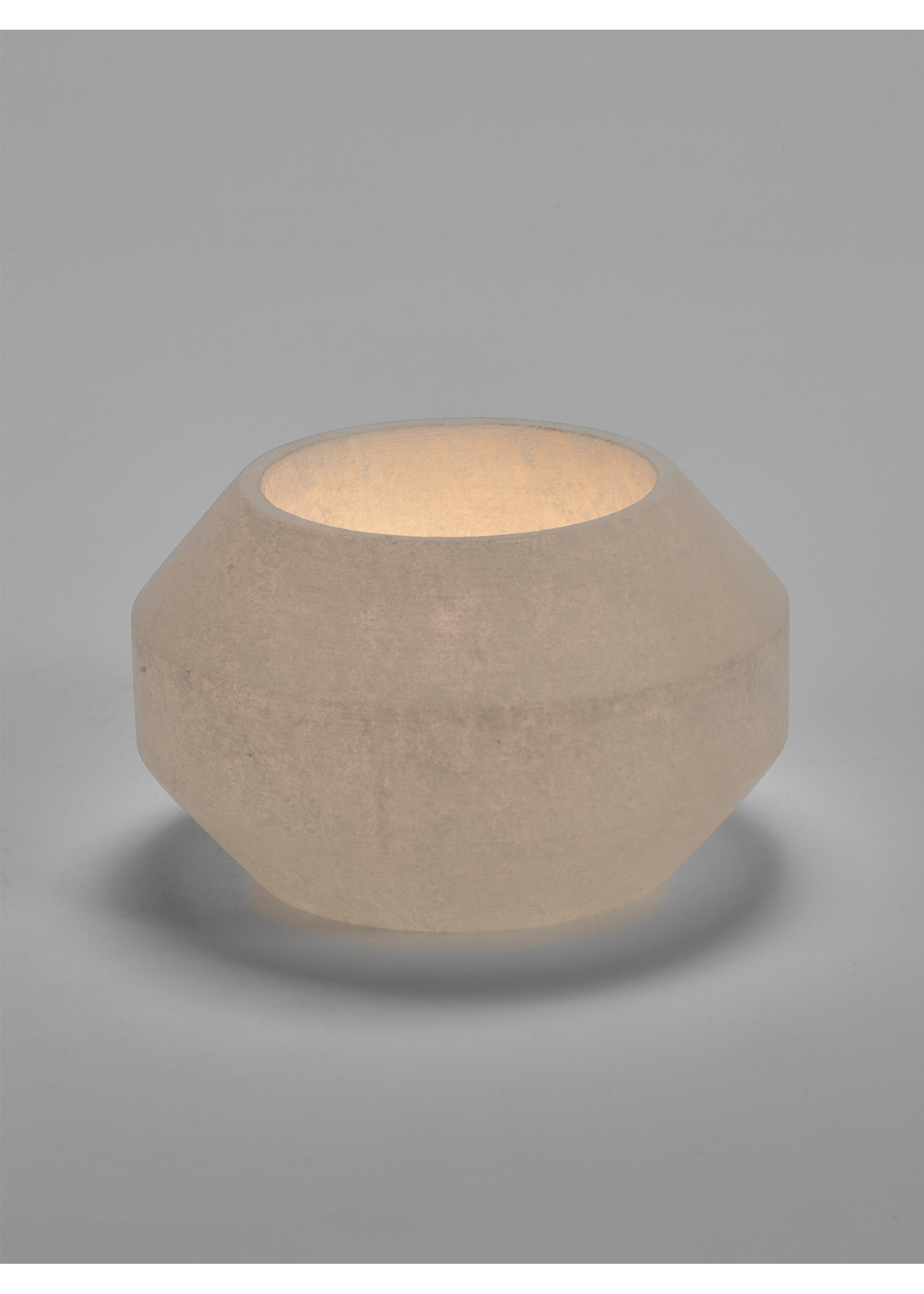 Candle Holder L White Alabaster